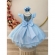 Vestido Infantil Azul Bebê Busto Plissado C/ Pérolas Festas