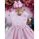 Vestido Infantil Rosa Aplique Flores e Borboletas C/ Pérolas