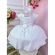 Vestido Infantil Branco C/ Aplique de Flores e Broche Luxo