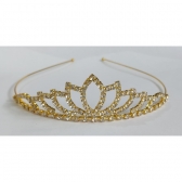 Coroa Infantil Princesa Dourada Pétalas e Strass Super Luxo
