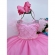 Vestido Infantil Rosa Chiclete C/ Renda Cinto de Pérolas