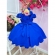 Vestido Infantil Azul Royal Renda C/ Cinto Pérolas e Tiara - Azul Royal
