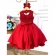 Vestido Infantil Vermelho Com Aplique de Flores Damas