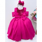 Vestido Infantil Pink C/ Renda Cinto de Strass Princesas