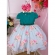 Vestido Infantil Verde Peito Nervura Saia Florida Pérolas