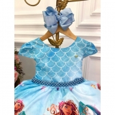 Vestido Infantil Princesa Ariel Sereia Peito Escamas Filme