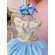 Vestido Infantil Branco Com Azul e Renda Realeza Damas