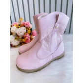 Bota infantil Boiadeira Texana Rosa Claro Com Zíper Luxo