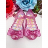 Sapatilha Infantil Boneca C/ Laço Duplo Maxi Gliter Rosa
