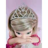 Coroa Infantil Realeza Coração e Pétalas C/ Strass Super Luxo - Prata