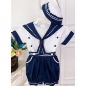 Conjunto Marinheiro Camisa Short e Boina Azul Marinho PMG
