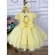 Vestido Infantil Amarelo Renda Aplique Flor Borboleta e Laço