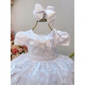 Vestido Infantil Branco C/ Renda Realeza Jardim Encantado