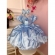 Vestido Infantil Cinderela Frozen Azul C/ Aplique de Flores Luxo