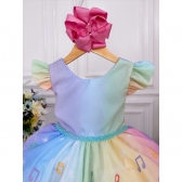 Vestido Infantil Barbie Princesa Festa Colorido Strass