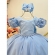 Vestido Infantil Azul Claro C/ Busto Nervura Daminhas Festas