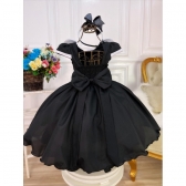 Vestido Infantil Preto e Branco Luxo