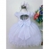 Vestido Infantil Branco C/ Renda Peito Com Strass e Pérolas