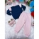 Conjunto Infantil Moletom Flanelado Azul Marinho e Rosa Ursinho