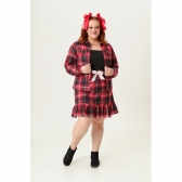 Conjunto Flanela Adulto Junino Camisa e Saia Xadrez Vermelho Colorido