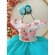Vestido Infantil Branco Florido Saia Verde Busto C/ Strass