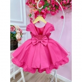 Vestido Infantil Barbie Luxo Pink Com Cinto de Pérolas - Pink