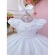 Vestido Bebê Branco Busto C/ Renda e Pérolas Batizados