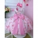 Vestido Infantil Rosa Florido C/ Cinto de Pérolas e Strass - Rosa