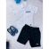 Conjunto Camisa Branca Com Short Azul Marinho C/ Cordão