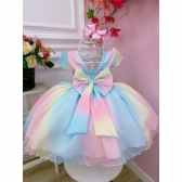 Vestido Infantil Chuva de Amor Bênçãos Com Cinto de Pérolas