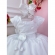Vestido Infantil Branco C/ Aplique de Flores e Broche Luxo