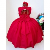Vestido Infantil Vermelho C/ Peito e Cinto Strass Princesas