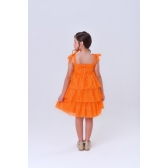 Vestido Infantil Laranja de Alça e Com Plumas Luxo