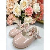 Sapatinho Rose Com Aplique de Coraçãozinho de Strass