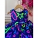 Vestido Infantil Barbie Azul Marinho Neon C/ Broche de Laço