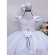 Vestido Infantil Branco Peito Nervura Broche Flor Luxo
