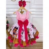 Vestido Infantil Rosa Bebê LOL Surprise Peito Nervura Luxo - Rosa Claro