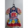 Fantasia Infantil Junino Vermelho e Azul Com Flores Coloridas