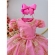 Vestido Infantil Rosa Renda Realeza Cinto de Pérolas Damas