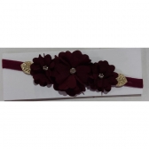 Faixinha de Cabelo Bebê C/ Laço Strass Florzinha Várias Cores - Marsala