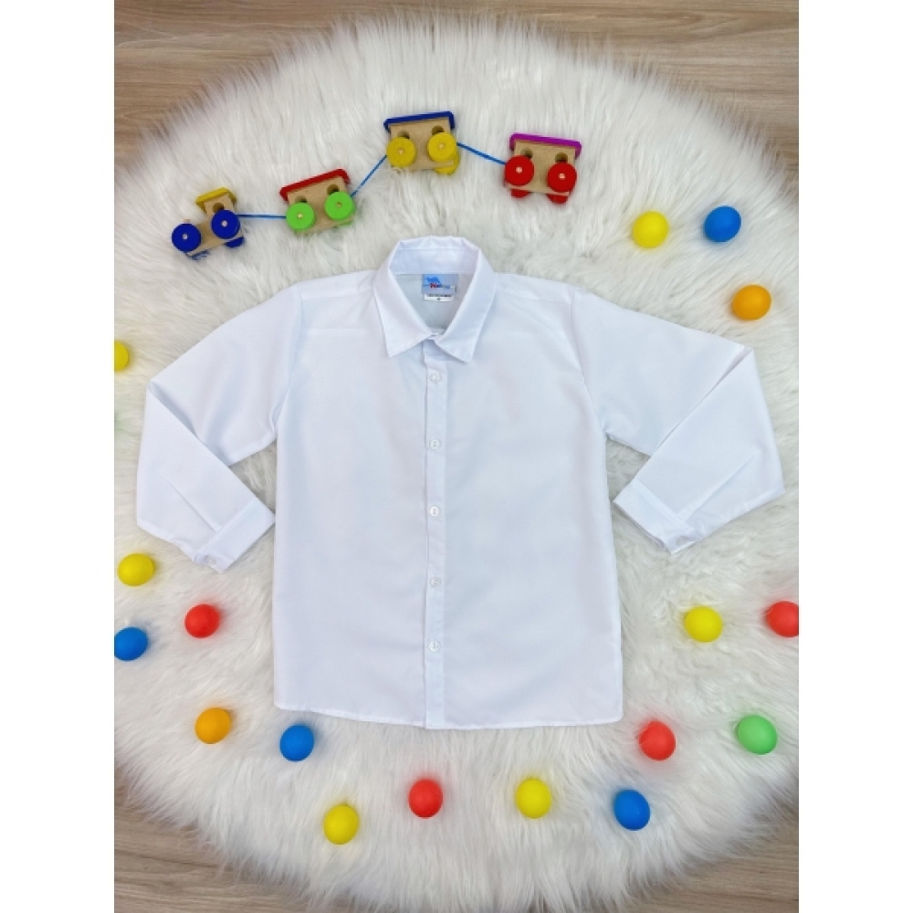 Camisa Social Branca Lisa Com Manga Longa Príncipes