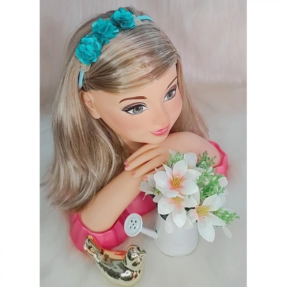 Faixinha de Cabelo Bebê Aplique de Flores Dourada Várias Cores - Azul