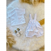 Conjunto Macaquinho Com Camisa e Gravatinha Branco