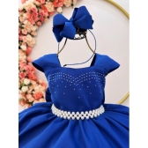 Vestido Infantil Azul Royal Busto C/ Strass Damas Formaturas - Azul Royal