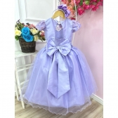 Vestido Infantil Damas Honra Casamento Lilás C/ Renda Pérola