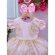 Vestido Infantil Rosa C/ Renda Realeza e Cinto de Pérolas