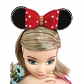 Tiara Infantil Minnie Vermelha Preta Pérolas Strass Tule - Vermelho