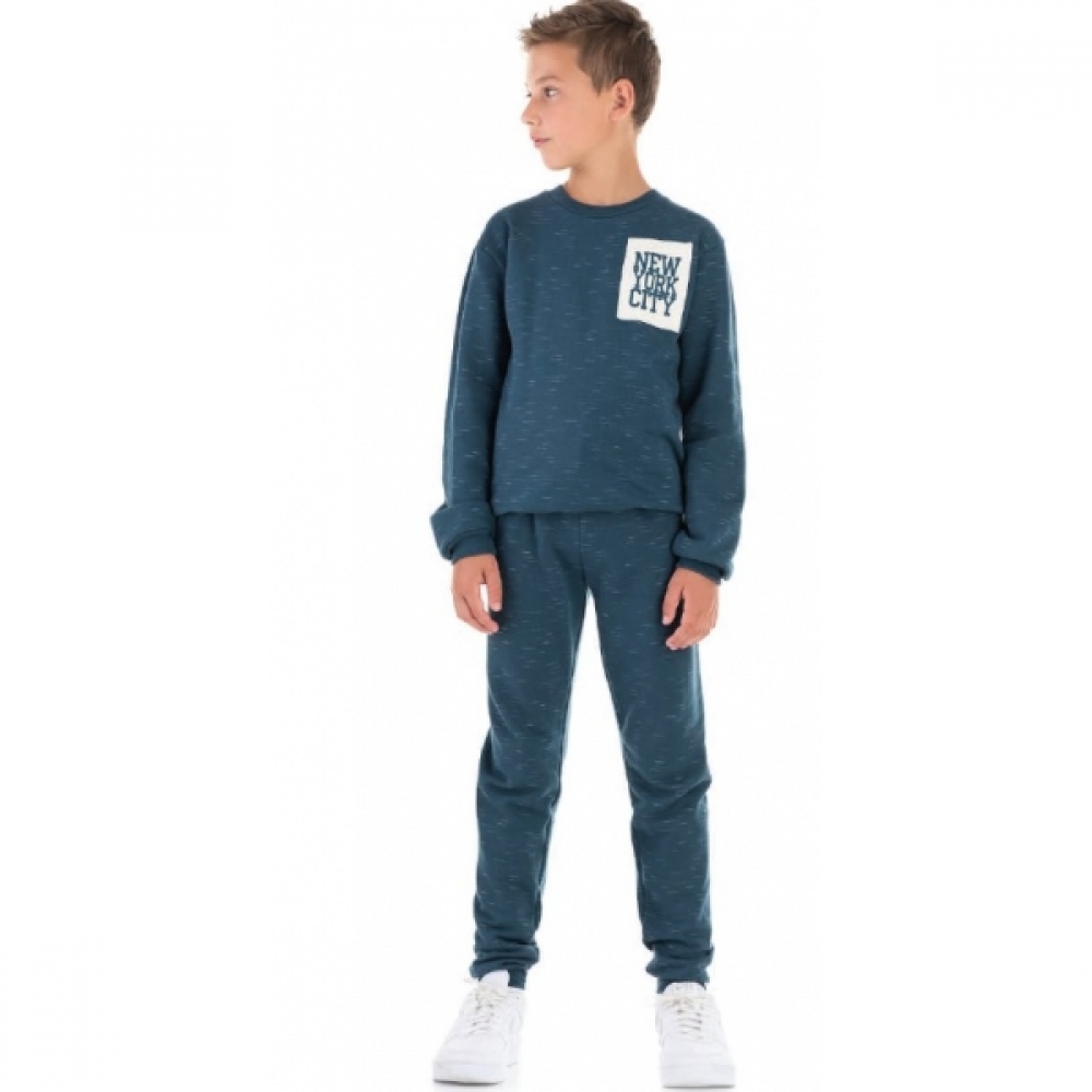 Conjunto de Moletom Blusa e Calça Azul Petróleo New York