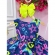 Vestido Infantil Barbie Azul Marinho Neon C/ Broche de Laço