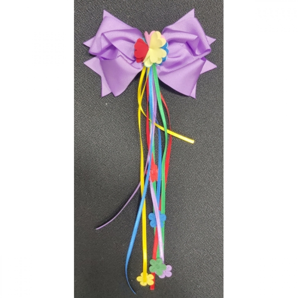Laço Infantil Junina Varias Cores Fitas Coloridas e Apliques - Lilás